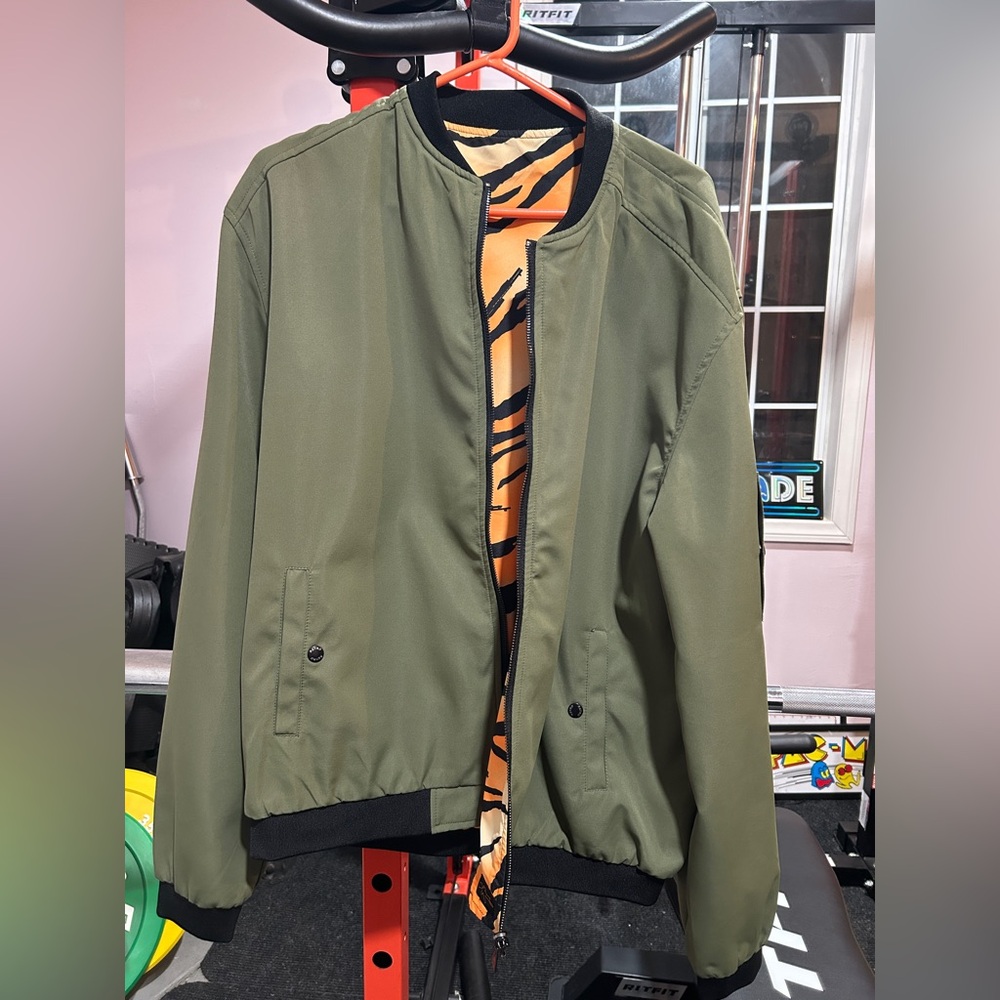 Retro Rifle Tiger Green Reversible Bomber Jacket 2XL